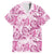 Pink Ribbon Hibiscus Tropical Pattern Family Matching Off The Shoulder Long Sleeve Dress and Hawaiian Shirt Breast Cancer