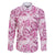 Pink Ribbon Hibiscus Tropical Pattern Family Matching Off The Shoulder Long Sleeve Dress and Hawaiian Shirt Breast Cancer