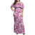 Pink Ribbon Hibiscus Tropical Pattern Family Matching Off Shoulder Maxi Dress and Hawaiian Shirt Breast Cancer