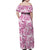 Pink Ribbon Hibiscus Tropical Pattern Family Matching Off Shoulder Maxi Dress and Hawaiian Shirt Breast Cancer