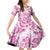 Pink Ribbon Hibiscus Tropical Pattern Family Matching Off Shoulder Short Dress and Hawaiian Shirt Breast Cancer