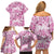 Pink Ribbon Hibiscus Tropical Pattern Family Matching Off Shoulder Short Dress and Hawaiian Shirt Breast Cancer