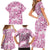 Pink Ribbon Hibiscus Tropical Pattern Family Matching Short Sleeve Bodycon Dress and Hawaiian Shirt Breast Cancer