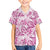 Pink Ribbon Hibiscus Tropical Pattern Family Matching Short Sleeve Bodycon Dress and Hawaiian Shirt Breast Cancer