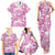 Pink Ribbon Hibiscus Tropical Pattern Family Matching Tank Maxi Dress and Hawaiian Shirt Breast Cancer