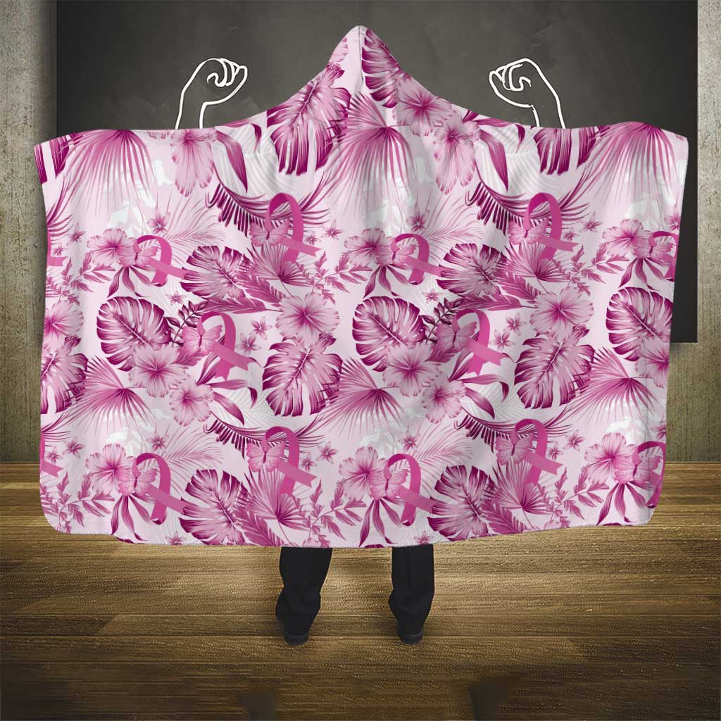 Pink Ribbon Hibiscus Tropical Pattern Hooded Blanket Breast Cancer LT01 - Polynesian Pride