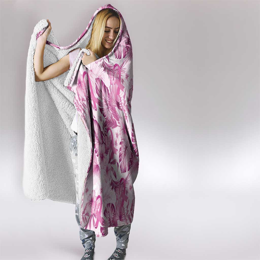 Pink Ribbon Hibiscus Tropical Pattern Hooded Blanket Breast Cancer LT01 - Polynesian Pride