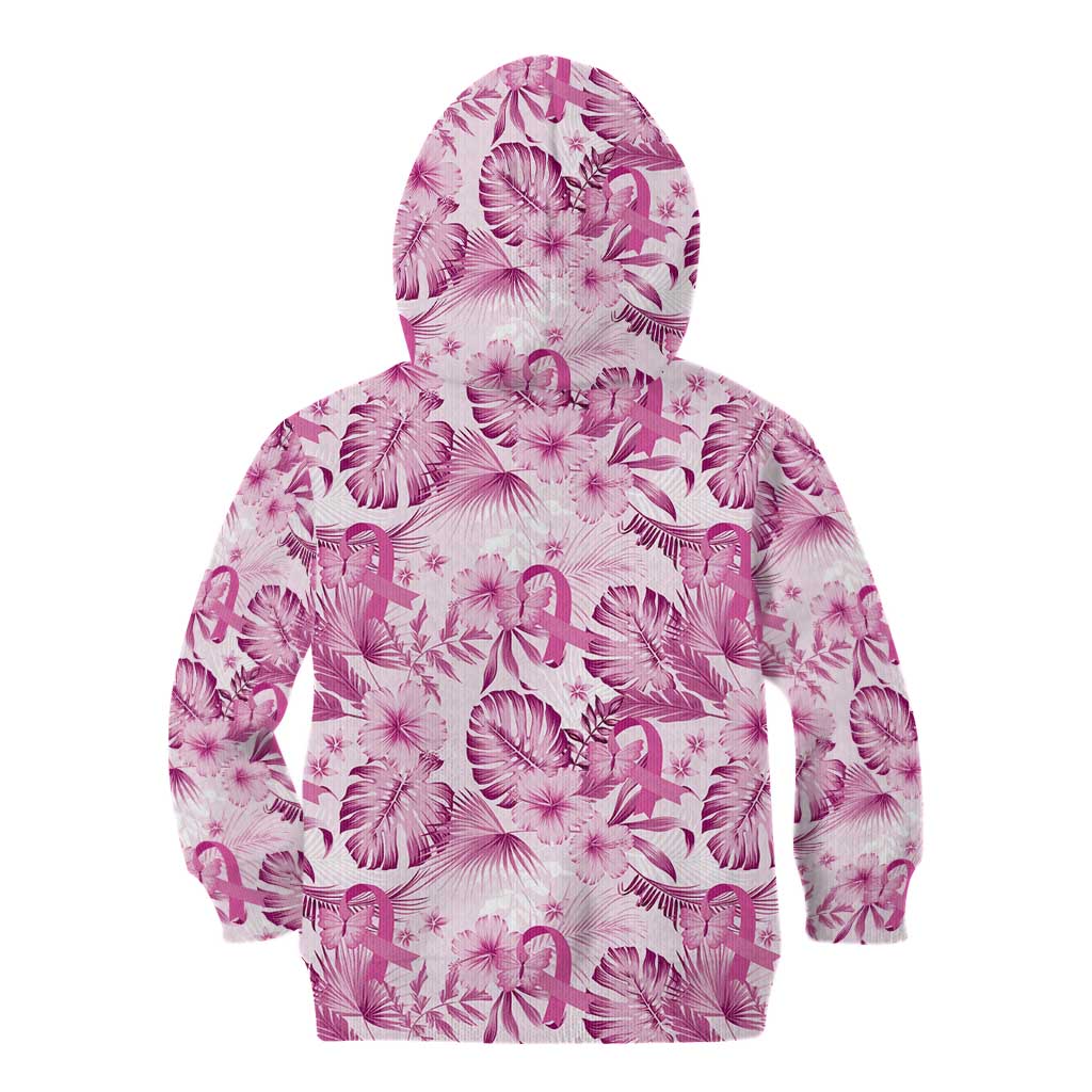 Pink Ribbon Hibiscus Tropical Pattern Kid Hoodie Breast Cancer