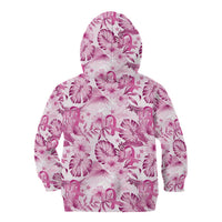 Pink Ribbon Hibiscus Tropical Pattern Kid Hoodie Breast Cancer