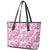 Pink Ribbon Hibiscus Tropical Pattern Leather Tote Bag Breast Cancer