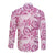 Pink Ribbon Hibiscus Tropical Pattern Long Sleeve Button Shirt Breast Cancer