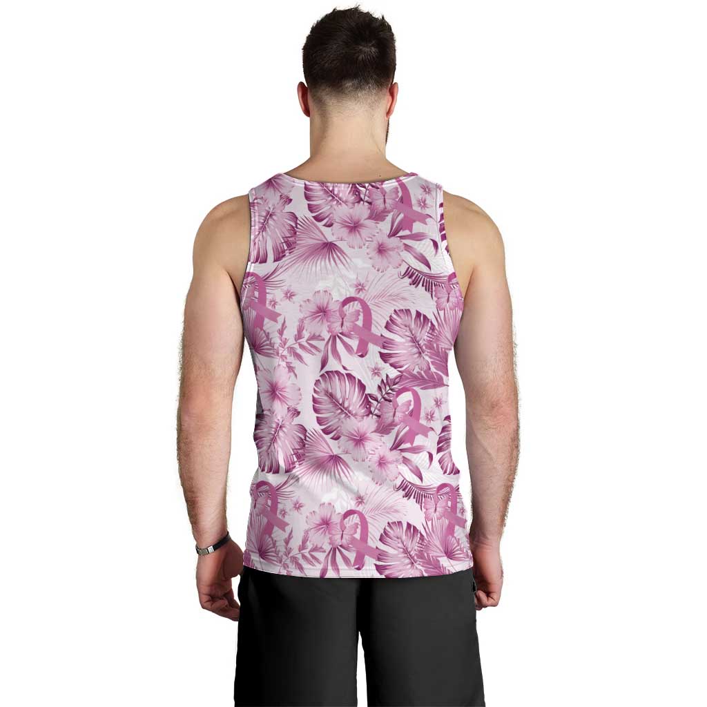 Pink Ribbon Hibiscus Tropical Pattern Men Tank Top Breast Cancer LT01 - Polynesian Pride