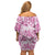 Pink Ribbon Hibiscus Tropical Pattern Off Shoulder Short Dress Breast Cancer