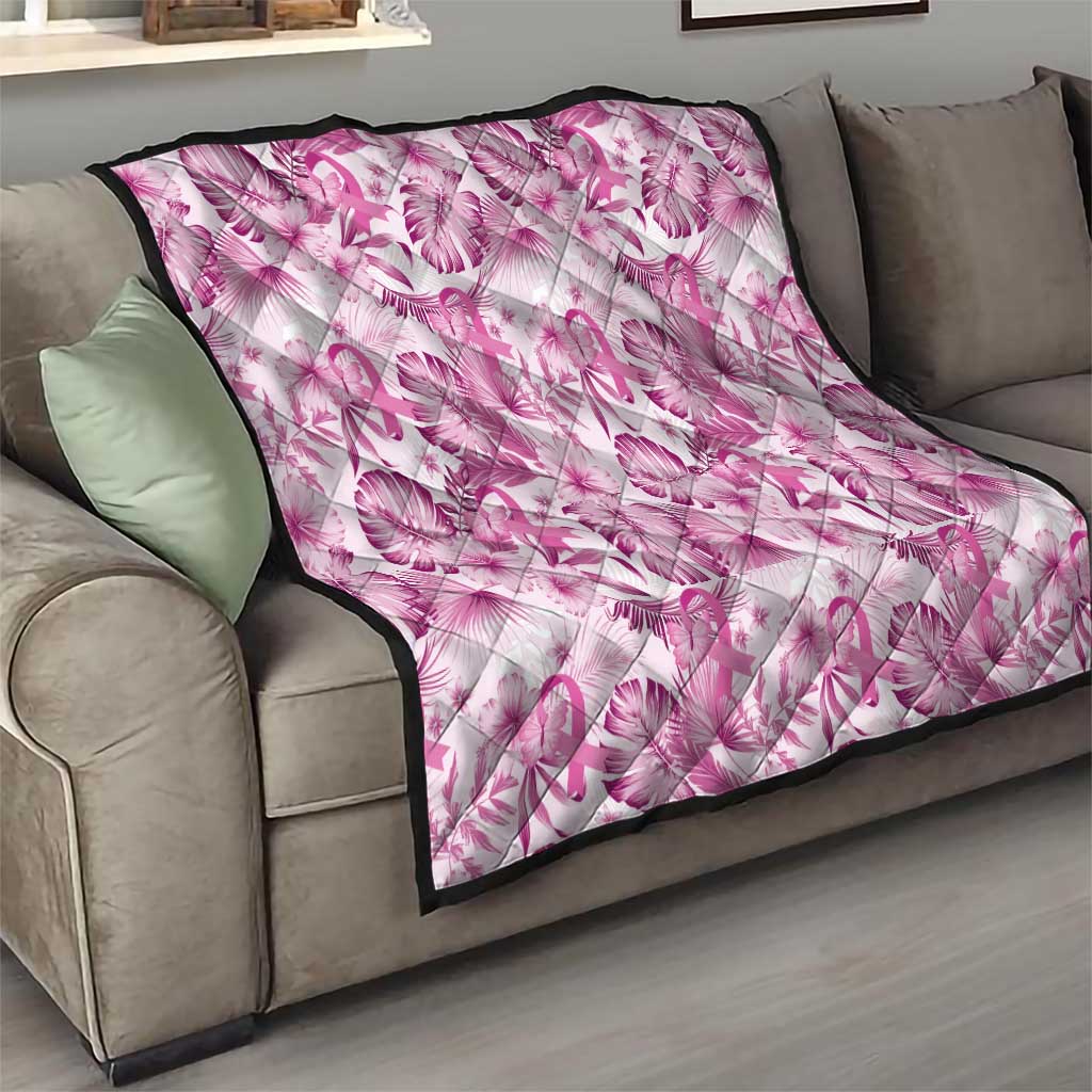 Pink Ribbon Hibiscus Tropical Pattern Quilt Breast Cancer