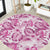 Pink Ribbon Hibiscus Tropical Pattern Round Carpet Breast Cancer