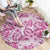 Pink Ribbon Hibiscus Tropical Pattern Round Carpet Breast Cancer