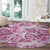 Pink Ribbon Hibiscus Tropical Pattern Round Carpet Breast Cancer