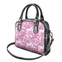 Pink Ribbon Hibiscus Tropical Pattern Shoulder Handbag Breast Cancer