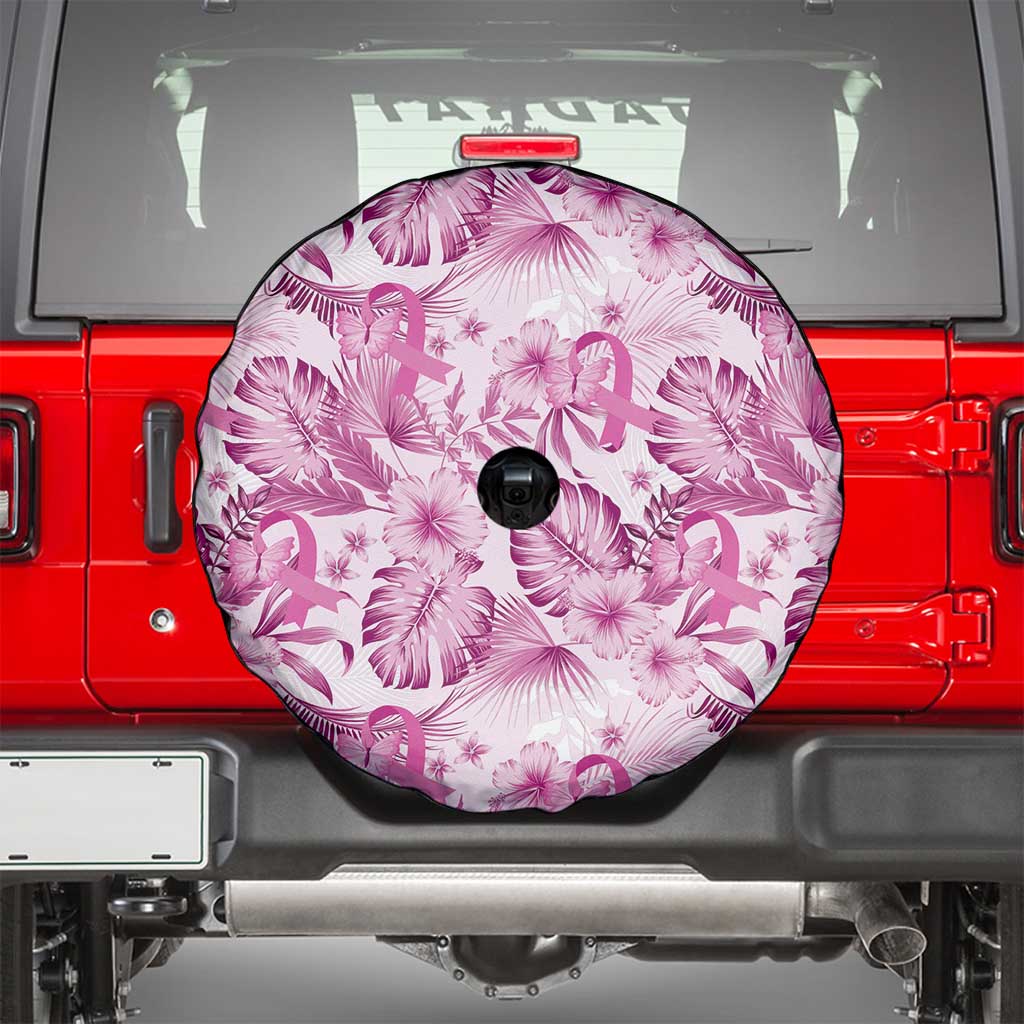 Pink Ribbon Hibiscus Tropical Pattern Spare Tire Cover Breast Cancer LT01 - Polynesian Pride