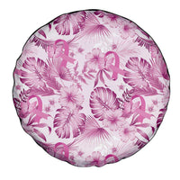 Pink Ribbon Hibiscus Tropical Pattern Spare Tire Cover Breast Cancer LT01 - Polynesian Pride