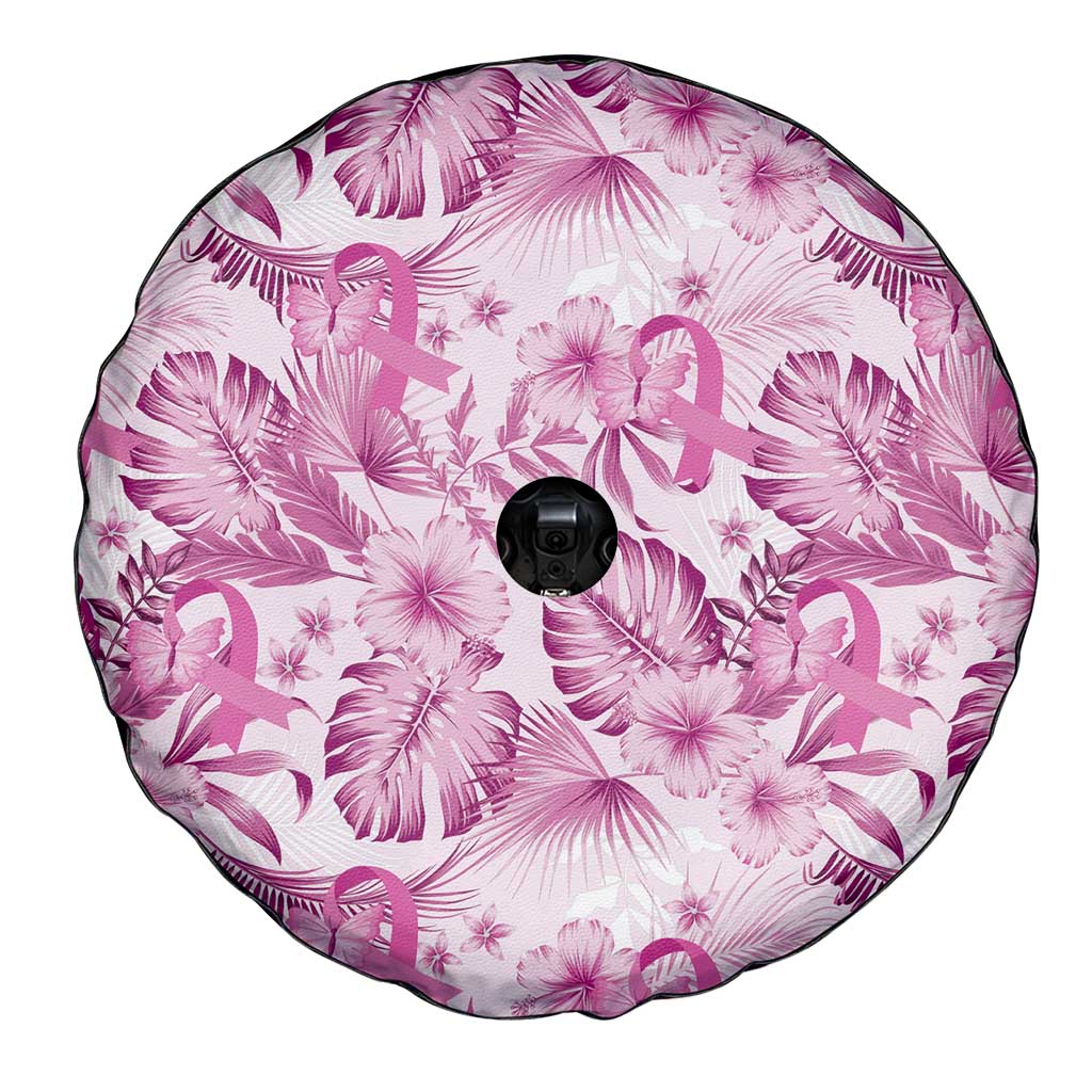 Pink Ribbon Hibiscus Tropical Pattern Spare Tire Cover Breast Cancer LT01 - Polynesian Pride