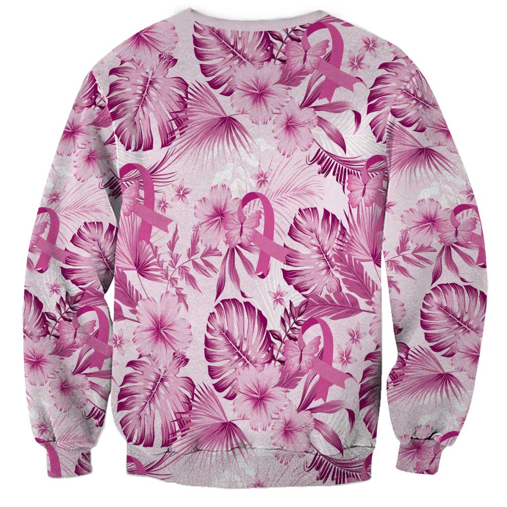 Pink Ribbon Hibiscus Tropical Pattern Sweatshirt Breast Cancer