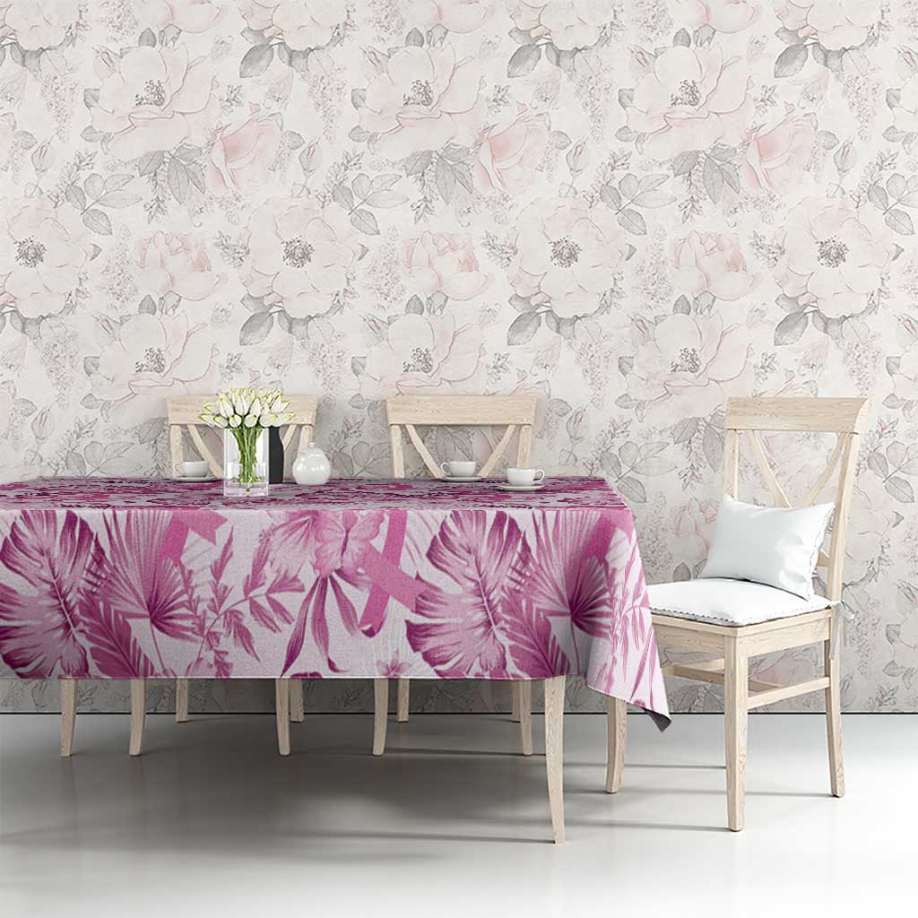 Pink Ribbon Hibiscus Tropical Pattern Tablecloth Breast Cancer LT01 - Polynesian Pride