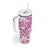 Pink Ribbon Hibiscus Tropical Pattern Tumbler With Handle Breast Cancer