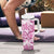 Pink Ribbon Hibiscus Tropical Pattern Tumbler With Handle Breast Cancer