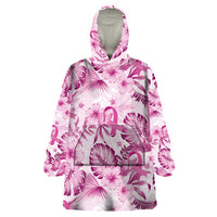 Pink Ribbon Hibiscus Tropical Pattern Wearable Blanket Hoodie Breast Cancer LT01 One Size Pink - Polynesian Pride
