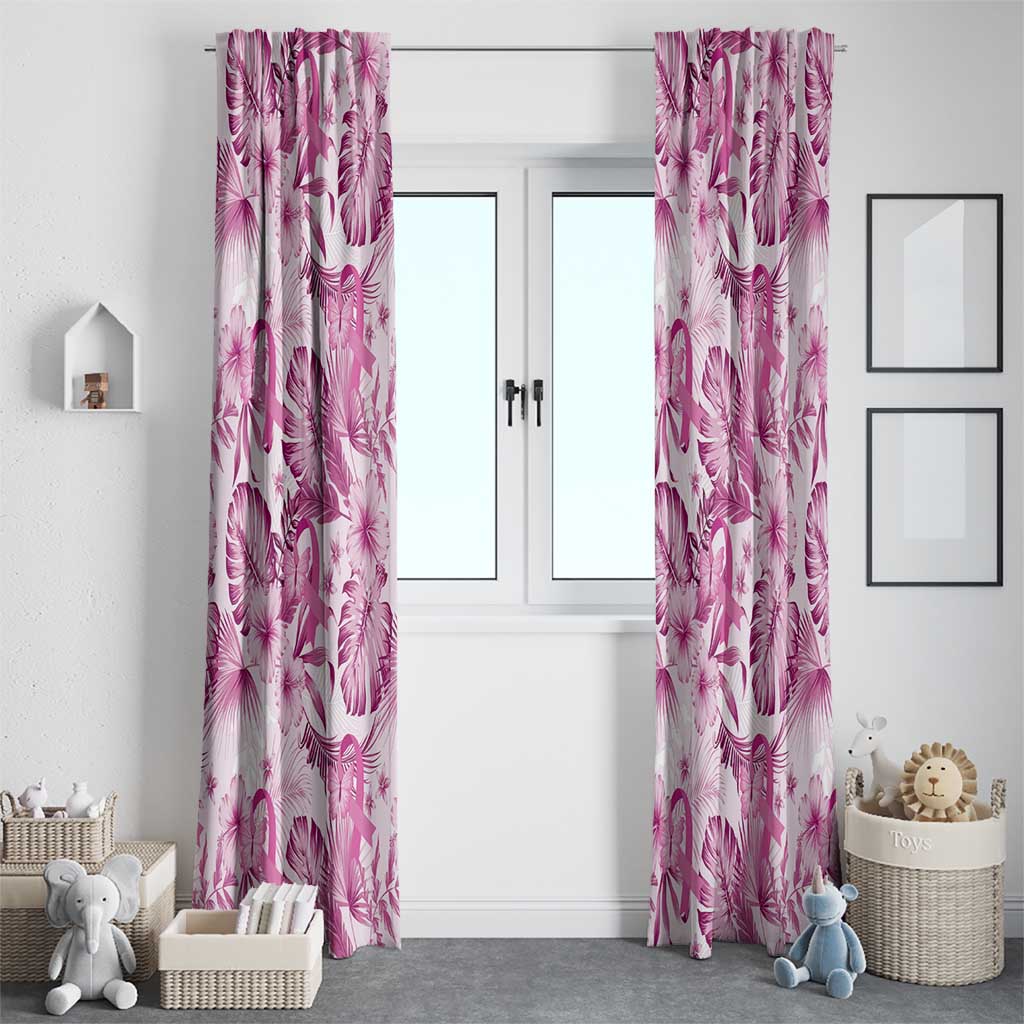 Pink Ribbon Hibiscus Tropical Pattern Window Curtain Breast Cancer LT01 - Polynesian Pride