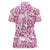 Pink Ribbon Hibiscus Tropical Pattern Women Polo Shirt Breast Cancer