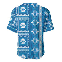 Fiji Masi All Blue Baseball Jersey Tapa Pattern - Polynesian Pride