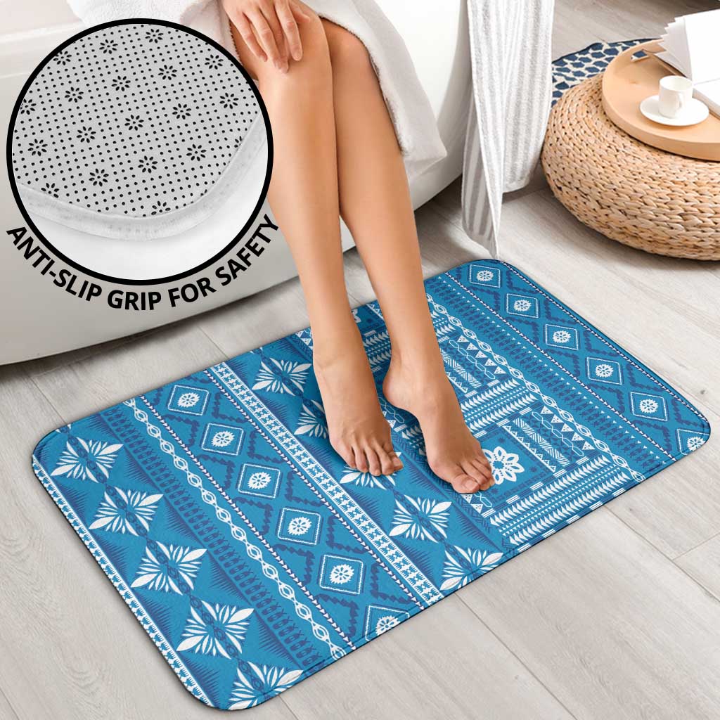 Fiji Masi All Blue Bathroom Set Tapa Pattern - Polynesian Pride