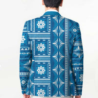 Fiji Masi All Blue Blazer Tapa Pattern - Polynesian Pride