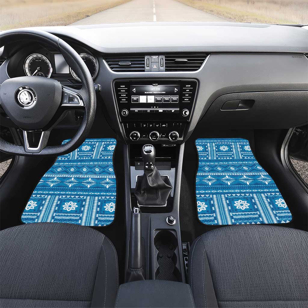 Fiji Masi All Blue Car Mats Tapa Pattern - Polynesian Pride