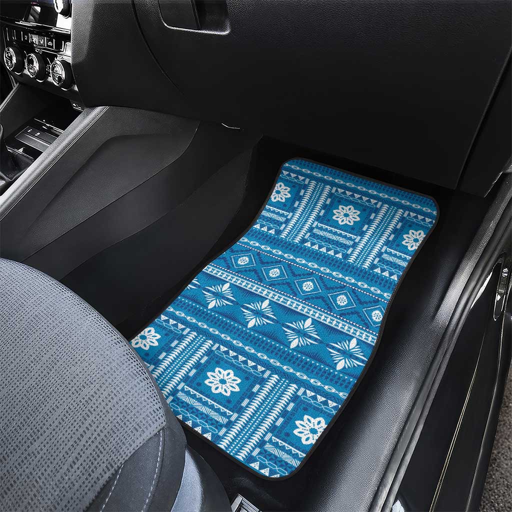 Fiji Masi All Blue Car Mats Tapa Pattern - Polynesian Pride