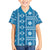 Fiji Masi All Blue Family Matching Long Sleeve Bodycon Dress and Hawaiian Shirt Tapa Pattern - Polynesian Pride