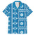 Fiji Masi All Blue Family Matching Off Shoulder Maxi Dress and Hawaiian Shirt Tapa Pattern - Polynesian Pride