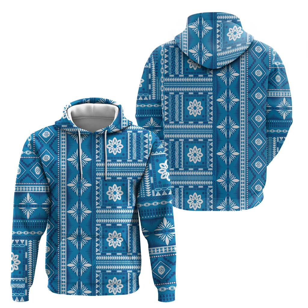 Fiji Masi All Blue Hoodie Tapa Pattern - Polynesian Pride