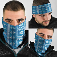 Fiji Masi All Blue Neck Gaiter Tapa Pattern - Polynesian Pride