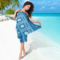 Fiji Masi All Blue Sarong Tapa Pattern - Polynesian Pride