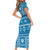 Fiji Masi All Blue Short Sleeve Bodycon Dress Tapa Pattern - Polynesian Pride