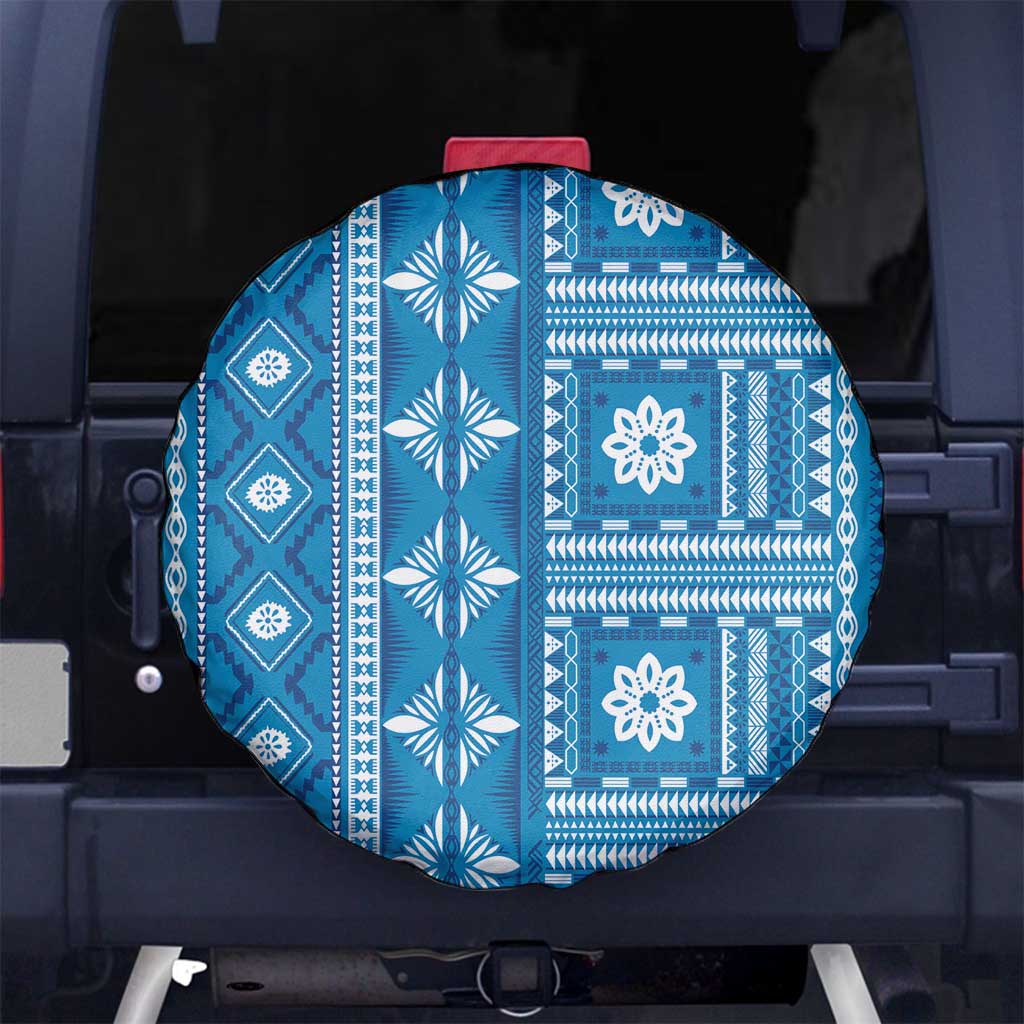 Fiji Masi All Blue Spare Tire Cover Tapa Pattern - Polynesian Pride