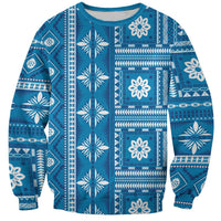 Fiji Masi All Blue Sweatshirt Tapa Pattern - Polynesian Pride