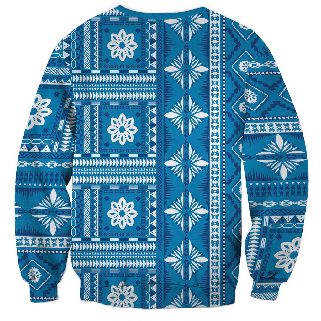 Fiji Masi All Blue Sweatshirt Tapa Pattern - Polynesian Pride