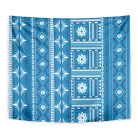 Fiji Masi All Blue Tapestry Tapa Pattern - Polynesian Pride