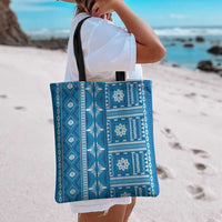 Fiji Masi All Blue Tote Bag Tapa Pattern - Polynesian Pride