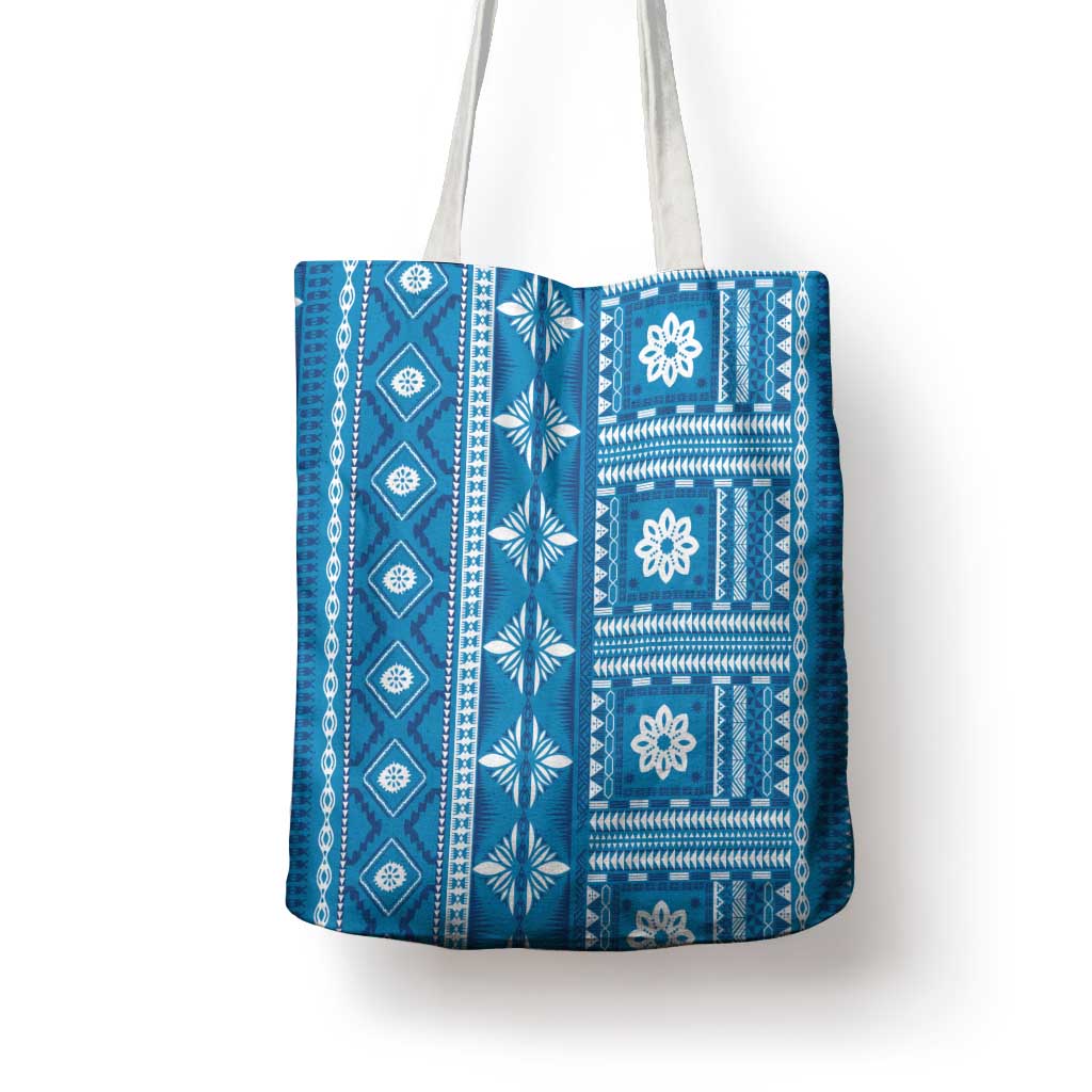 Fiji Masi All Blue Tote Bag Tapa Pattern - Polynesian Pride