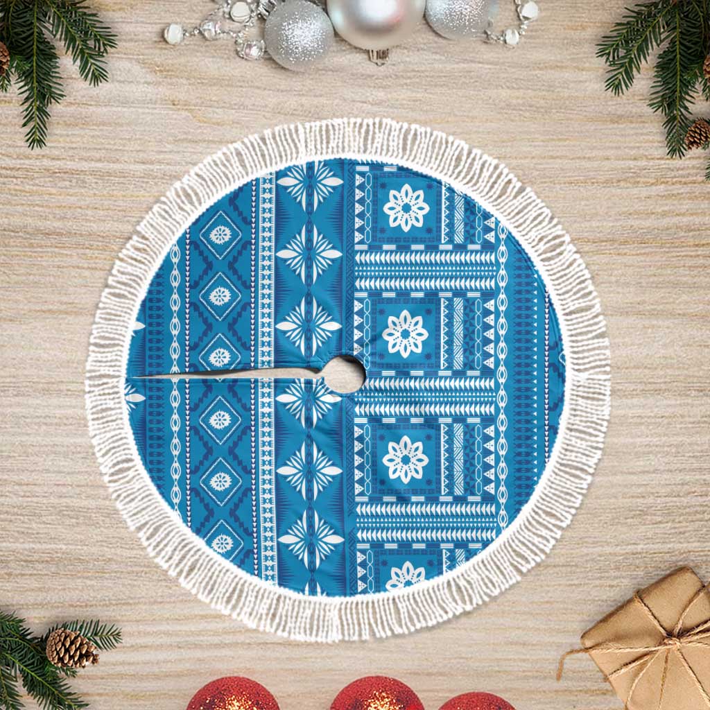 Fiji Masi All Blue Tree Skirt Tapa Pattern - Polynesian Pride